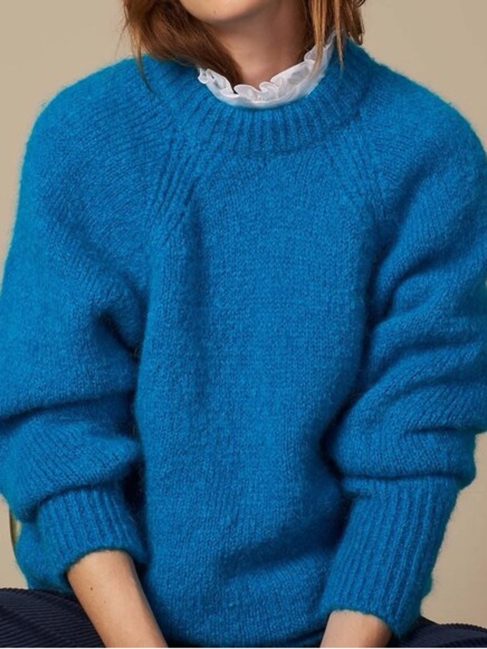 SANDRO Bright Blue Mohair Oversized Women's Sweater